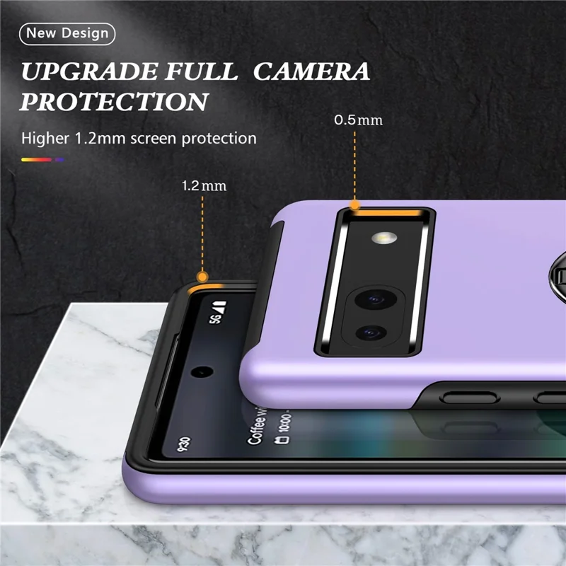 For Google Pixel 8a Shockproof Case PC+TPU Phone Cover with Kickstand - Purple