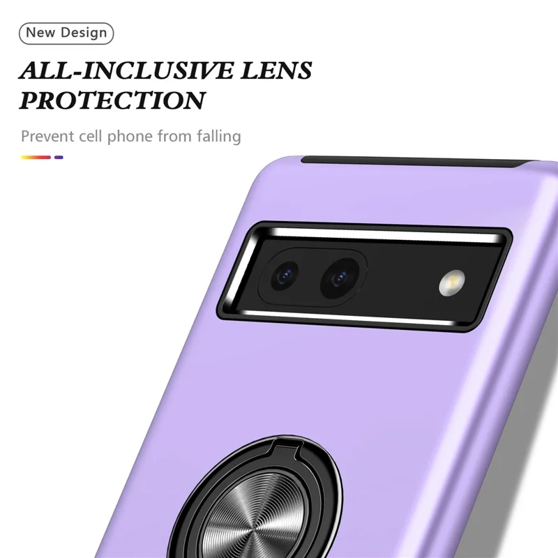 For Google Pixel 8a Shockproof Case PC+TPU Phone Cover with Kickstand - Purple