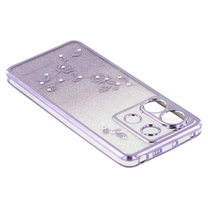 KADEM For Xiaomi Redmi Note 13 Pro 5G / Poco X6 5G Case Flower Pattern TPU Cover with Lanyard - Purple