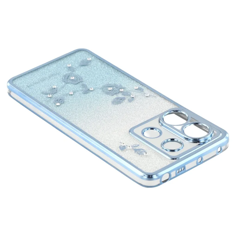 KADEM For Xiaomi Redmi Note 13 Pro 5G / Poco X6 5G Case Flower Pattern TPU Cover with Lanyard - Blue