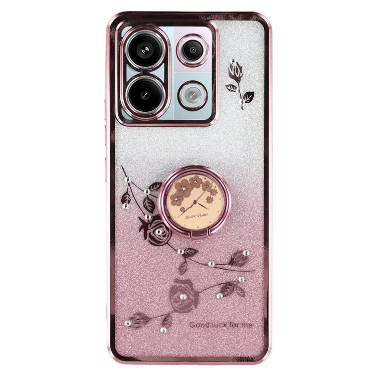 Kadem Pour Xiaomi Redmi Note 13 Pro 5G / Poco X6 5G Case de Ramine de Fleur de Fleur Kickstand TPU Téléphone - or Rose