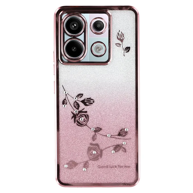 Kadem Pour Xiaomi Redmi Note 13 Pro 5G / Poco X6 5G Case de Ramine de Fleur de Fleur Kickstand TPU Téléphone - or Rose