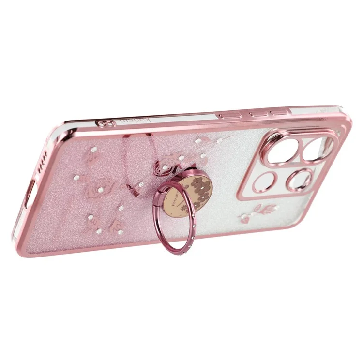 Kadem Pour Xiaomi Redmi Note 13 Pro 5G / Poco X6 5G Case de Ramine de Fleur de Fleur Kickstand TPU Téléphone - or Rose