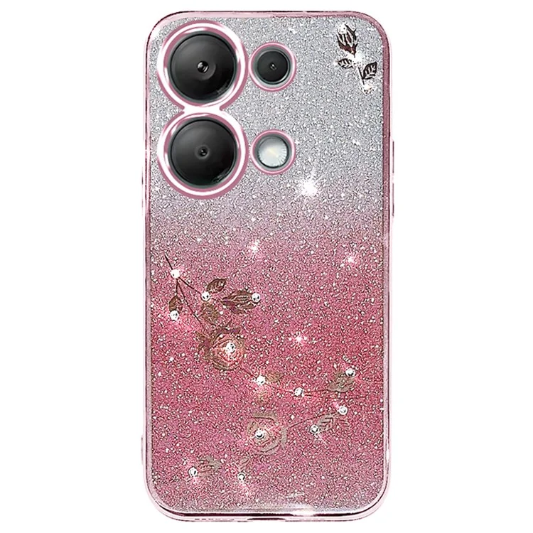 KADEM Für Xiaomi Redmi Note 13 5G Handyhüllen Blumendesign Weiche TPU-Abdeckung - Roségold