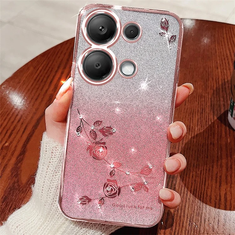 KADEM Für Xiaomi Redmi Note 13 5G Handyhüllen Blumendesign Weiche TPU-Abdeckung - Roségold