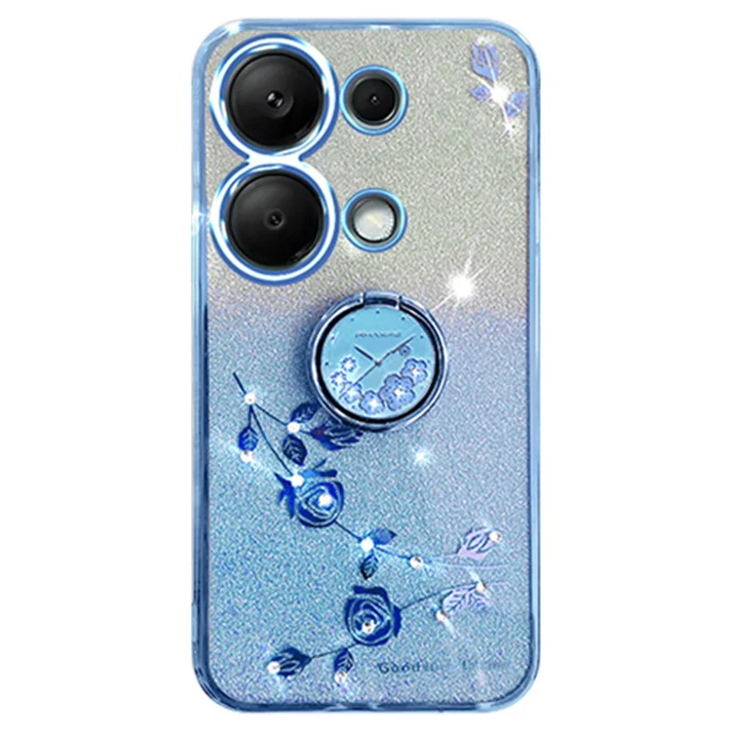KADEM For Xiaomi Redmi Note 13 5G Cell Phone Case Glitter TPU Cover with Ring Kickstand - Blue