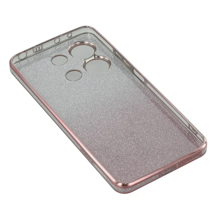 Kadem Para Xiaomi Redmi Nota 13 4G TPU Case Glitter Sparkle Tampo Com Cordão - Rosa Ouro