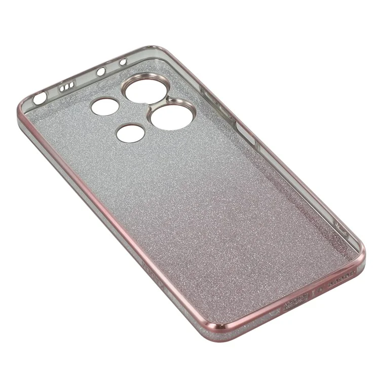 Kadem Para Xiaomi Redmi Nota 13 4G TPU Case Glitter Sparkle Tampo Com Cordão - Rosa Ouro