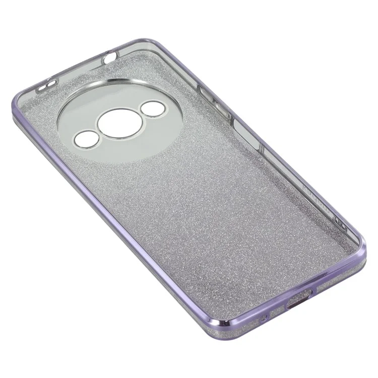 KADEM Für Xiaomi Redmi A3 4G / Poco C61 4G Hülle Weiche TPU-Blume Glitzer Strass Handyhülle mit Trageriemen - Lila