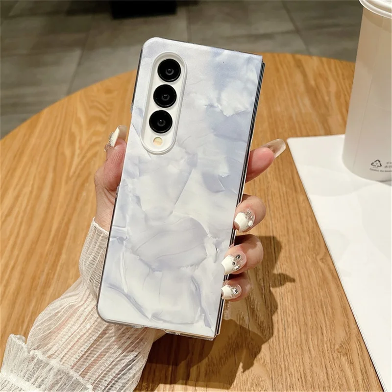 For Samsung Galaxy Z Fold3 5G Cell Phone Case Bump Proof Hard PC Rococo Style Cover - White