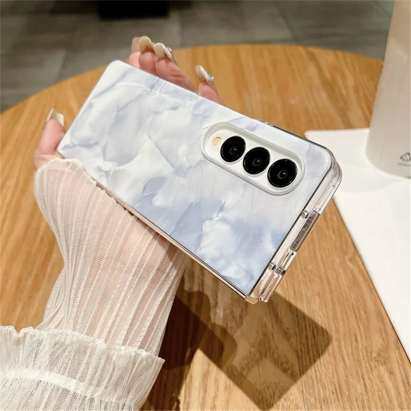 For Samsung Galaxy Z Fold3 5G Cell Phone Case Bump Proof Hard PC Rococo Style Cover - White