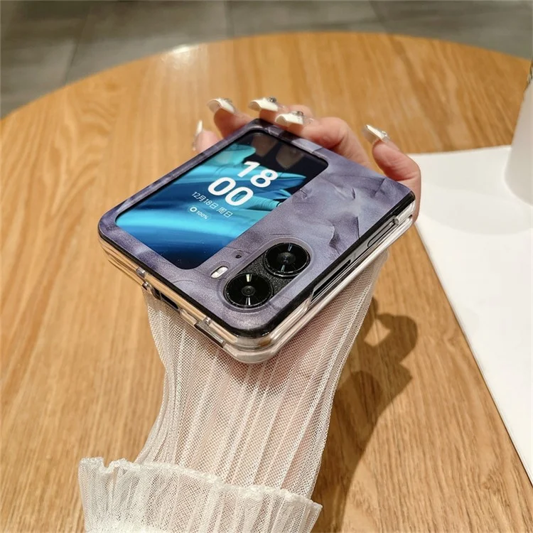 Rококо серия для Oppo Find N2 Flip 5G защитный чехол жесткий ПК складной чехол для телефона - Черный