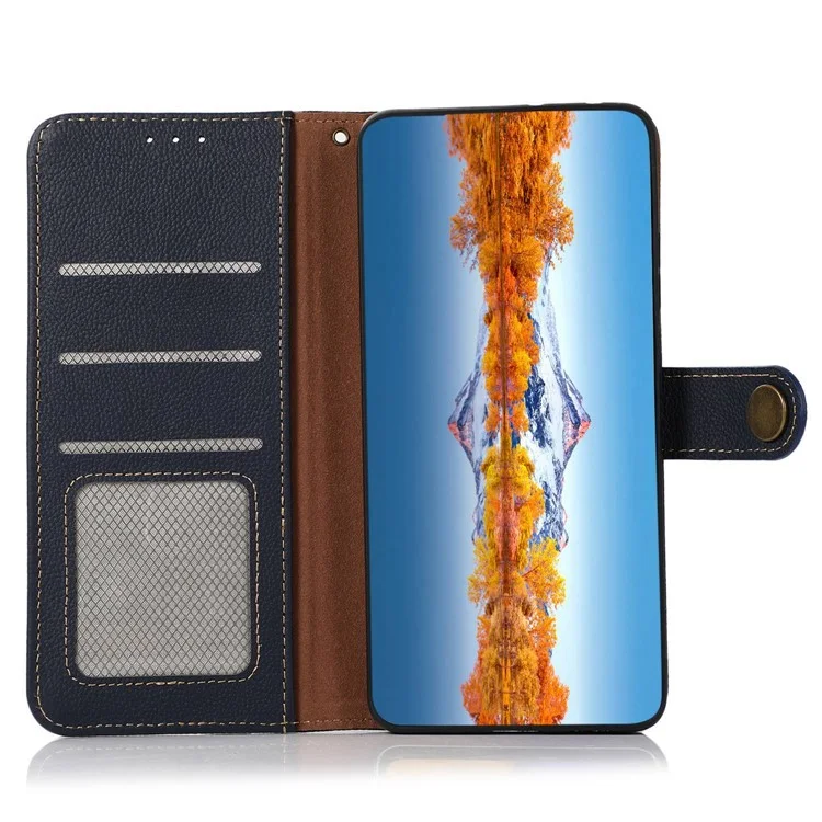 KHAZNEH Per Motorola Moto G45 5G / G34 5G Custodia RFID Blocking Anti-Scratch Stand Phone Cover - Blu