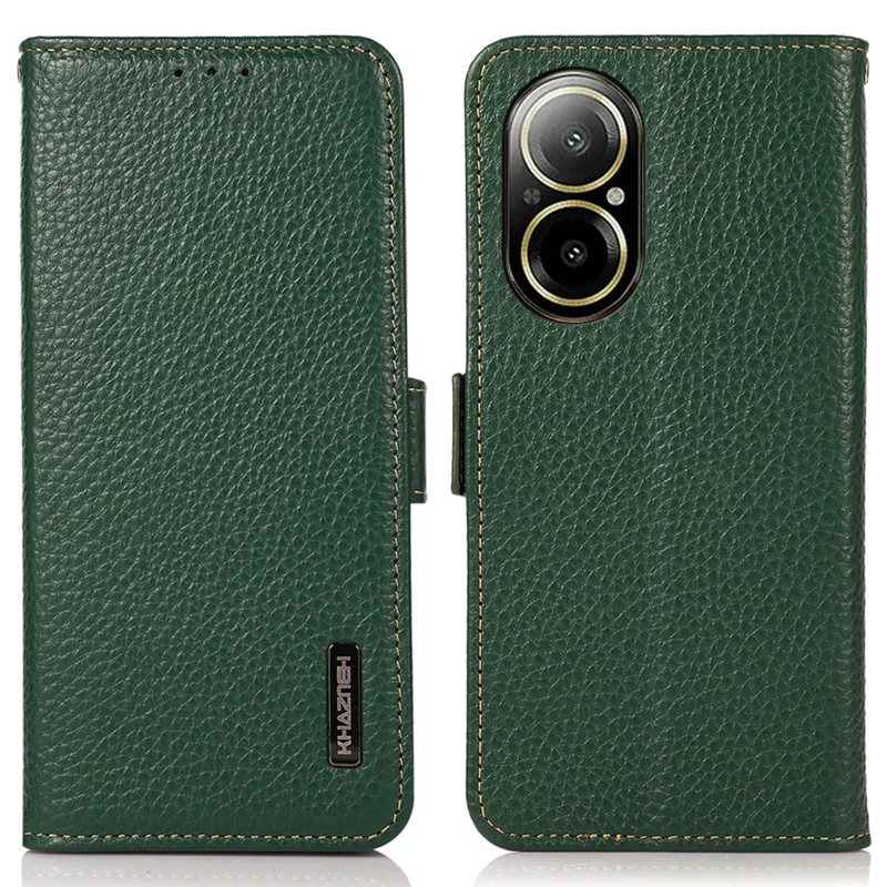KHAZNEH For Realme C67 4G Case Litchi Texture RFID Blocking Shockproof Phone Cover - Green