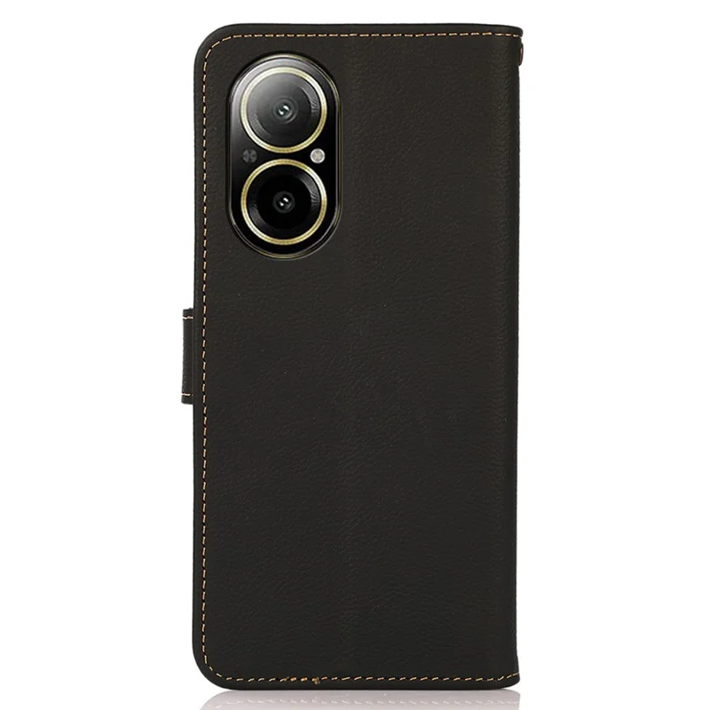 KHAZNEH Para Realme C67 4G Funda de Teléfono Caso de Bloqueo RFID Genuino de Cuero de Vaca Flip Cover - Negro