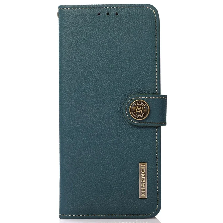 KHAZNEH For Xiaomi Redmi Note 13 4G Case Genuine Cow Leather Phone Wallet Cover RFID Blocking - Green