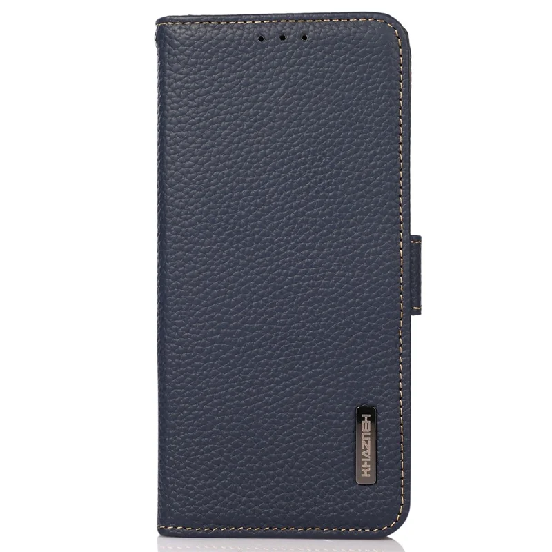 KHAZNEH For Xiaomi Redmi Note 13 Pro 4G / Poco M6 Pro 4G Wallet Case RFID Blocking Genuine Cow Leather Phone Cover - Blue