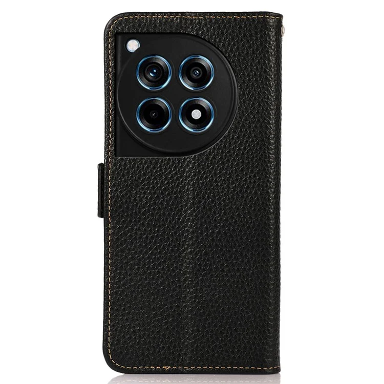 KHAZNEH For OnePlus Ace 3 5G / 12R 5G Magnetic Phone Case Litchi Texture RFID Blocking Anti-drop Cover - Black