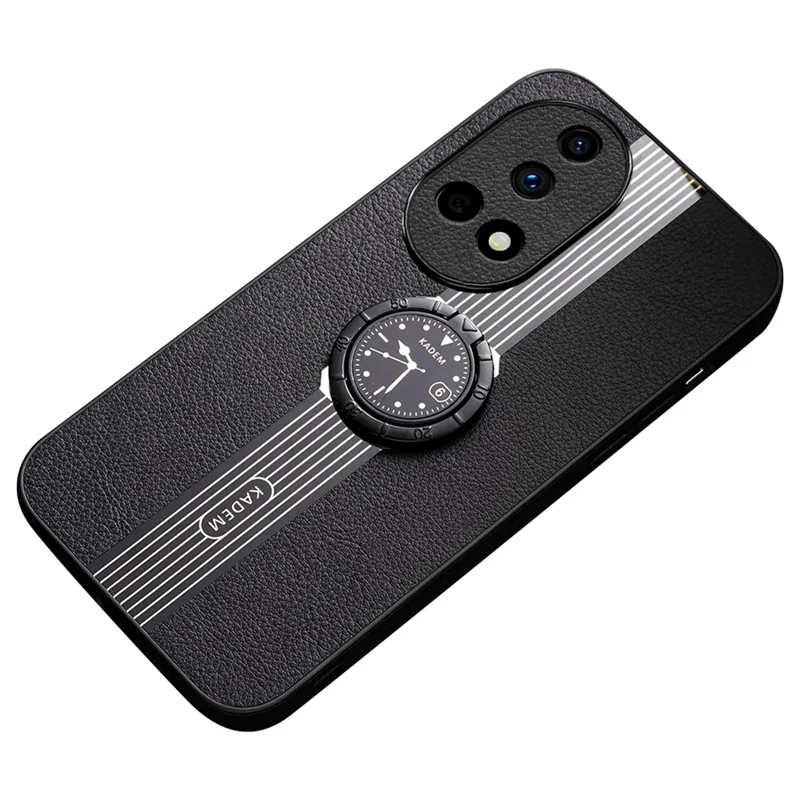 KADEM Para Huawei nova 12 Pro 5G / nova 12 Ultra 5G Capa com Anel de Suporte e Padrão de Relógio - Preto