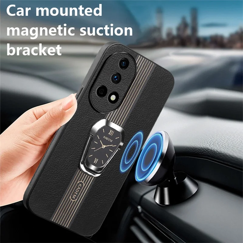 KADEM Para Huawei nova 12 Pro 5G / nova 12 Ultra 5G Funda con Soporte Plegable Cubierta de Teléfono Celular de PU+TPU+Acrílico - Negro