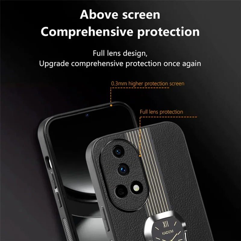 KADEM Para Huawei nova 12 Pro 5G / nova 12 Ultra 5G Funda con Soporte Plegable Cubierta de Teléfono Celular de PU+TPU+Acrílico - Negro