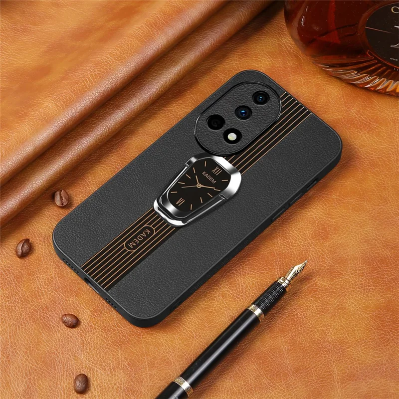 KADEM For Huawei nova 12 Pro 5G / nova 12 Ultra 5G Kickstand Cover PU+TPU+Acrylic Cell Phone Case - Black