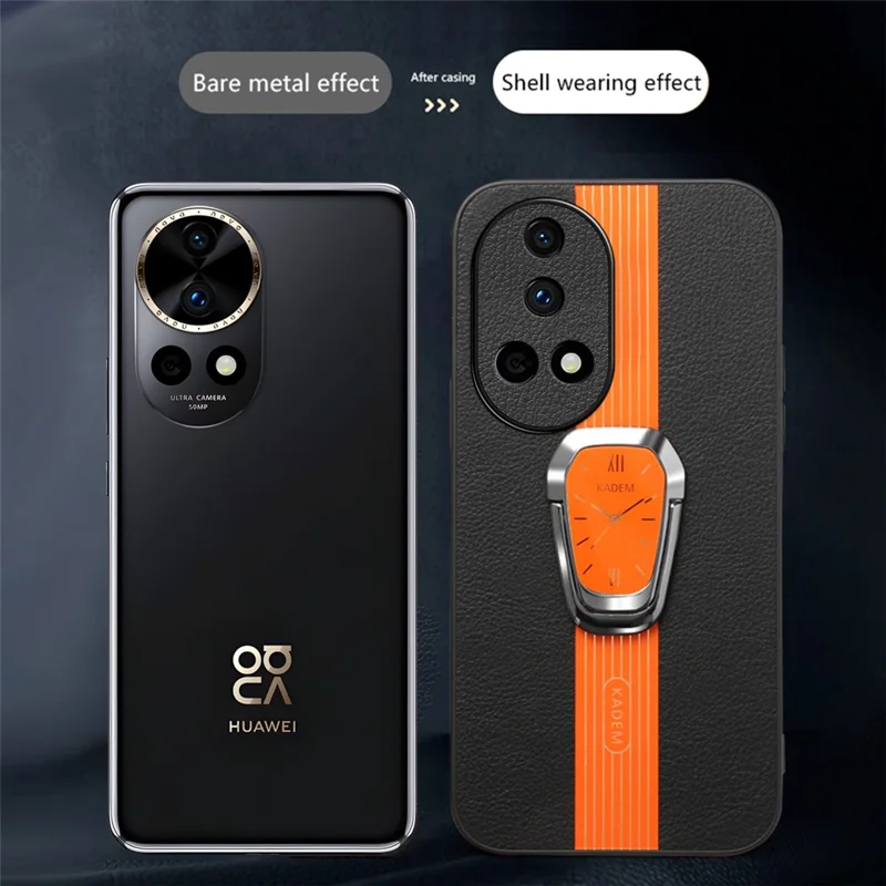 KADEM Para Huawei nova 12 Pro 5G / nova 12 Ultra 5G Funda con Soporte Plegable Cubierta de Teléfono Celular de PU+TPU+Acrílico - Negro