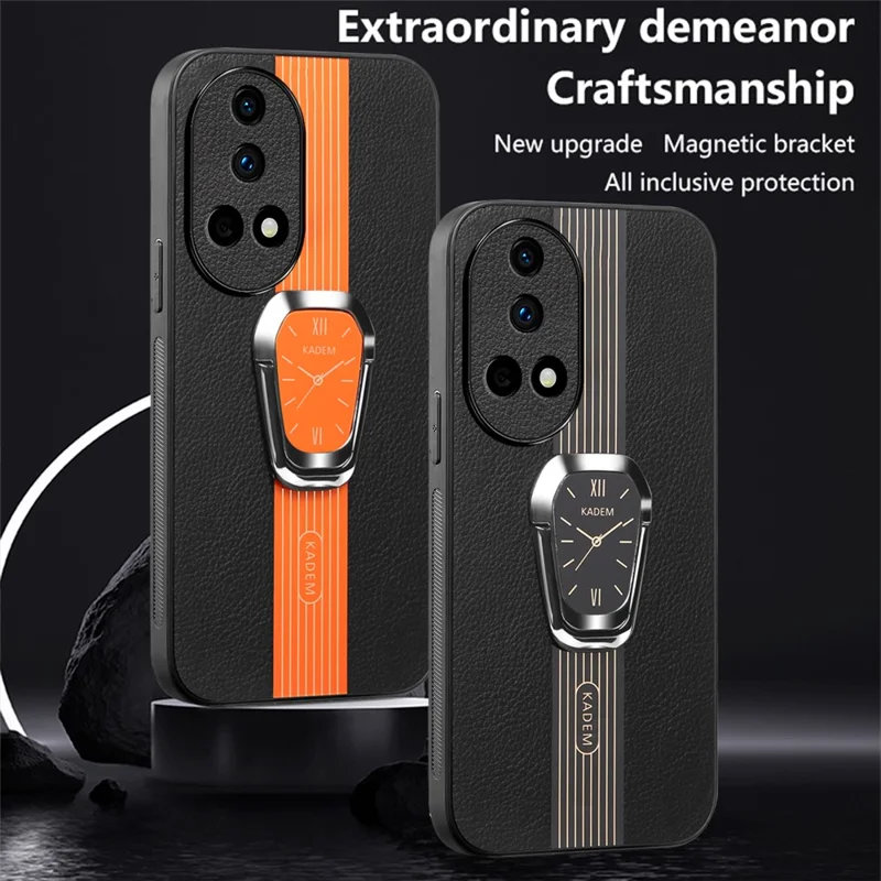 KADEM Para Huawei nova 12 Pro 5G / nova 12 Ultra 5G Funda con Soporte Plegable Cubierta de Teléfono Celular de PU+TPU+Acrílico - Negro