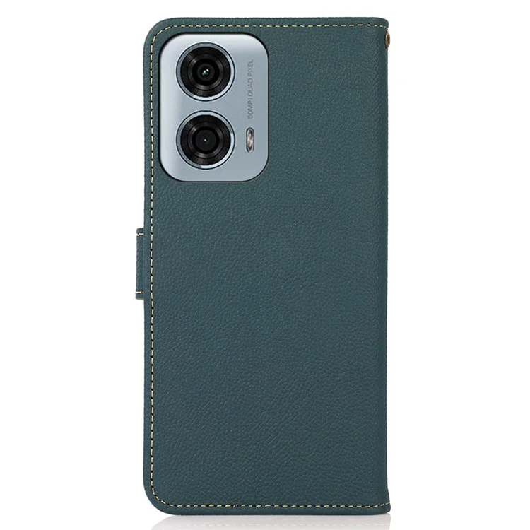 KHAZNEH per Motorola Moto E14 4G / G04 4G / G04s 4G / G24 4G Custodia RFID Blocking Anti-Scratch Stand Phone Cover - Verde