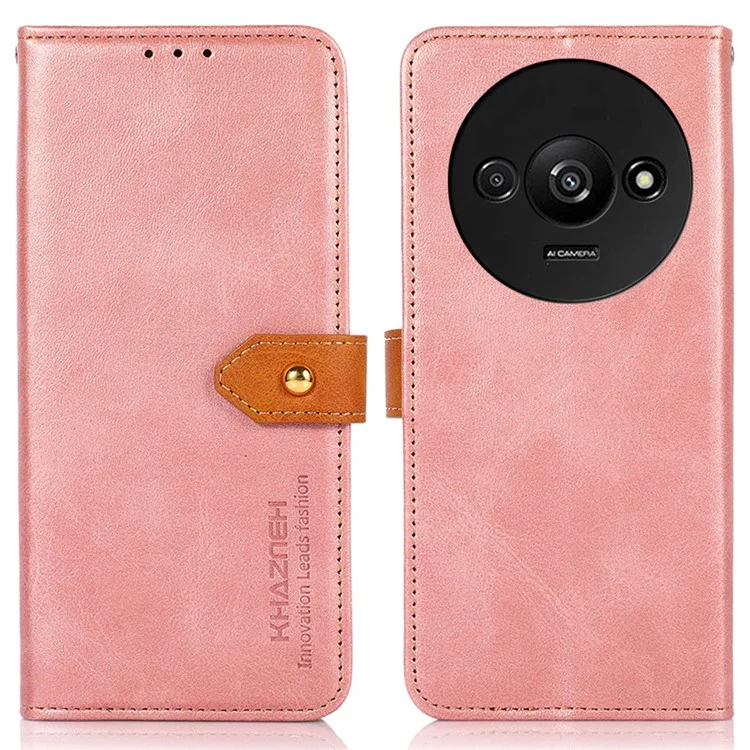 KHAZNEH Para Xiaomi Redmi A3 4G / Poco C61 4G Funda de Cartera de Cuero PU Funda Tipo Folio - Oro Rosa