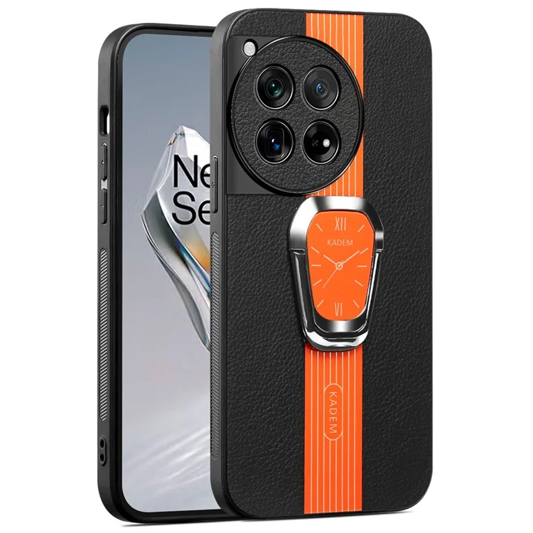 KADEM For OnePlus 12R 5G / Ace 3 5G Cover PU+TPU+Acrylic Kickstand Cell Phone Case - Orange