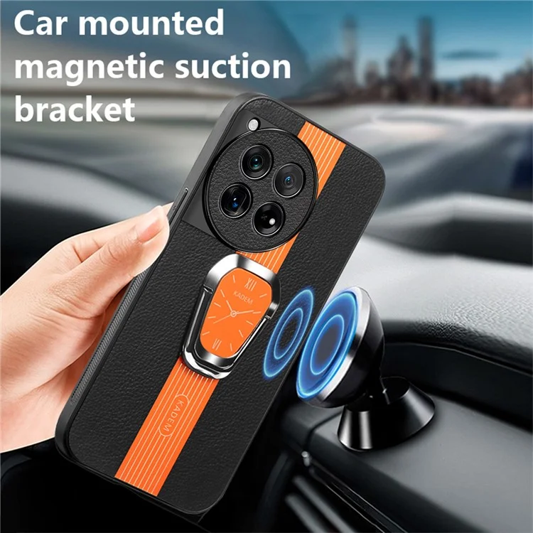 KADEM For OnePlus 12R 5G / Ace 3 5G Cover PU+TPU+Acrylic Kickstand Cell Phone Case - Orange