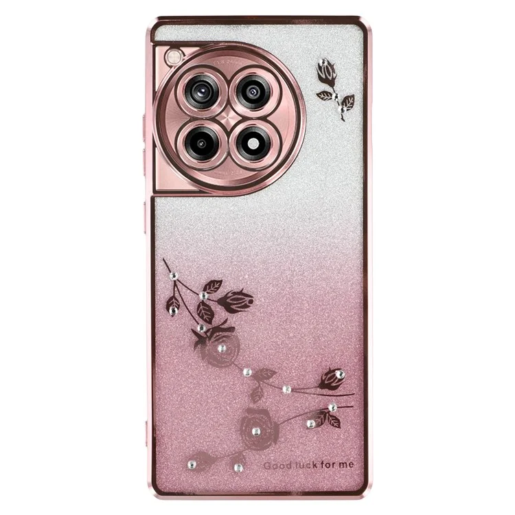 KADEM For OnePlus Ace 3 5G / 12R 5G Cell Phone Case Flower Pattern Ring Kickstand TPU Cover - Rose Gold