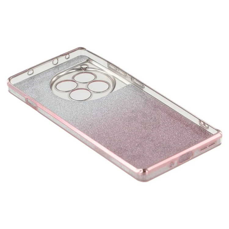 Kadem Para OnePlus Ace 3 5G / 12R 5G Case de Teléfono Celular Patrón de Flores Anillo de Patada TPU Cubierta de TPU - Oro Rosa