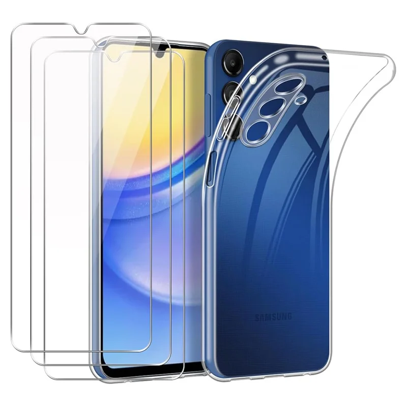 For Samsung Galaxy A25 5G (Global) (161.0 x 76.5 x 8.3mm) Case TPU Protective Cover + 2PCS Tempered Glass Film