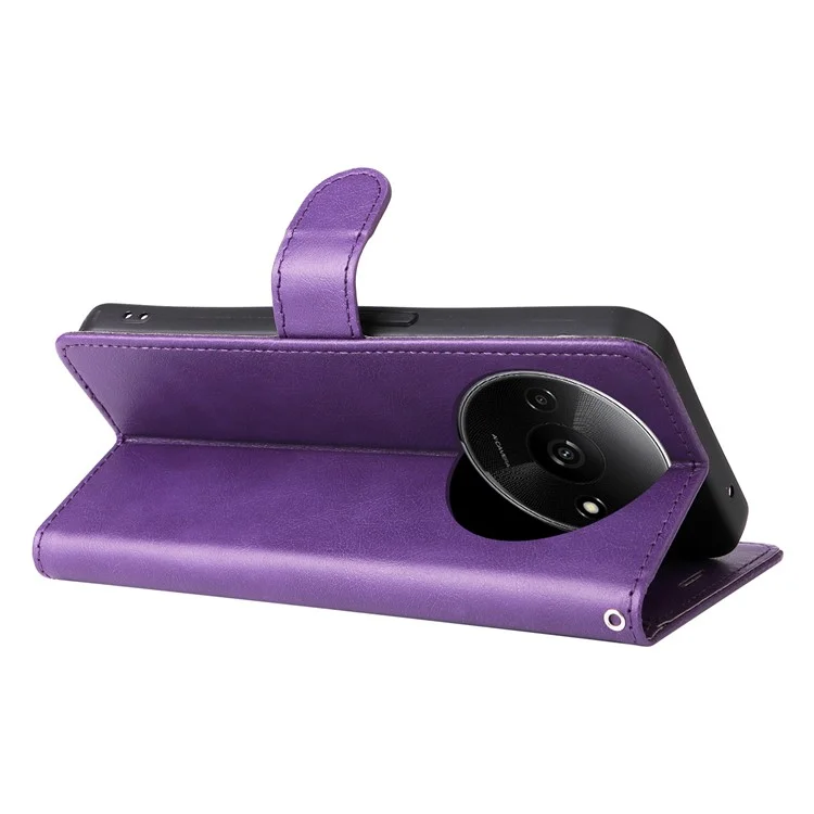 Serie KT Leather-2 per Xiaomi Redmi A3 4G 4G / Poco C61 4G Custodia Colore Solido Stand Flip Cover per Telefono - Viola