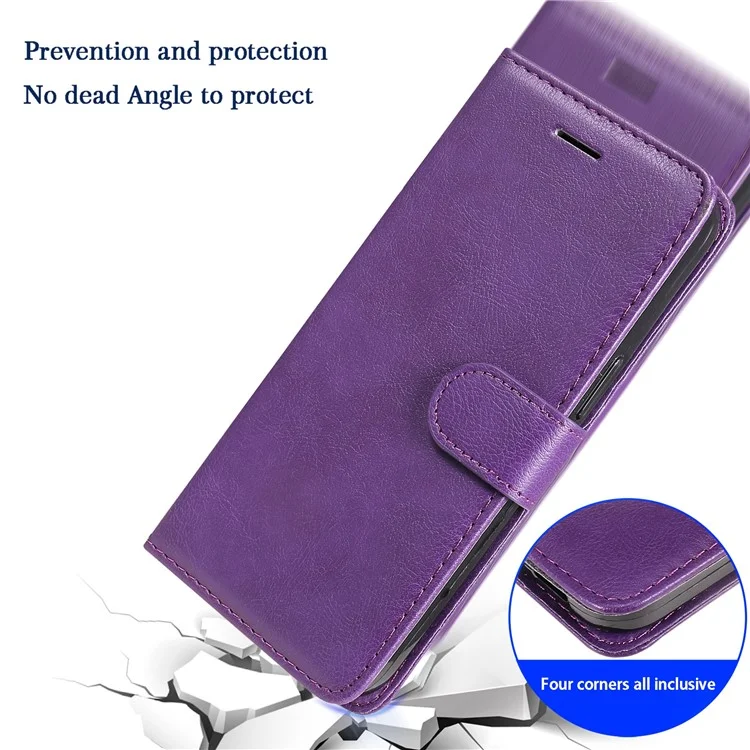 Serie KT Leather-2 per Xiaomi Redmi A3 4G 4G / Poco C61 4G Custodia Colore Solido Stand Flip Cover per Telefono - Viola