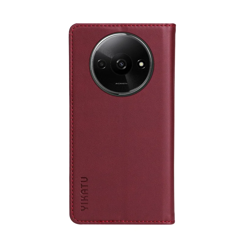 YIKATU YK-001 For Xiaomi Redmi A3 4G / Poco C61 4G Case Hidden Magnetic Adsorption Leather Phone Cover - Wine Red