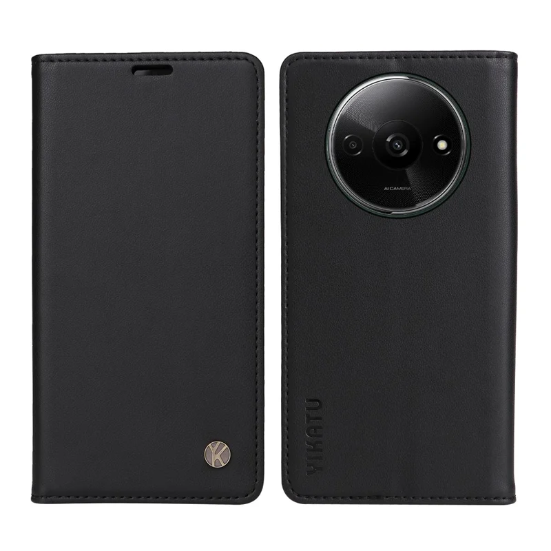 YIKATU YK-001 For Xiaomi Redmi A3 4G / Poco C61 4G Case Hidden Magnetic Adsorption Leather Phone Cover - Black