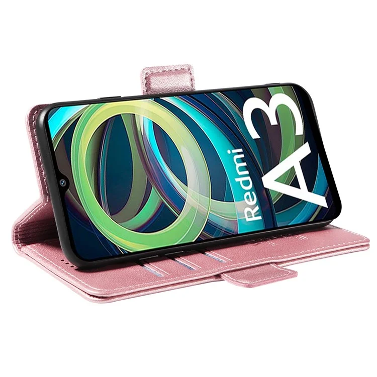 YIKATU YK-003 For Xiaomi Redmi A3 4G / Poco C61 4G Case PU Leather Stand Protective Phone Cover - Rose Gold