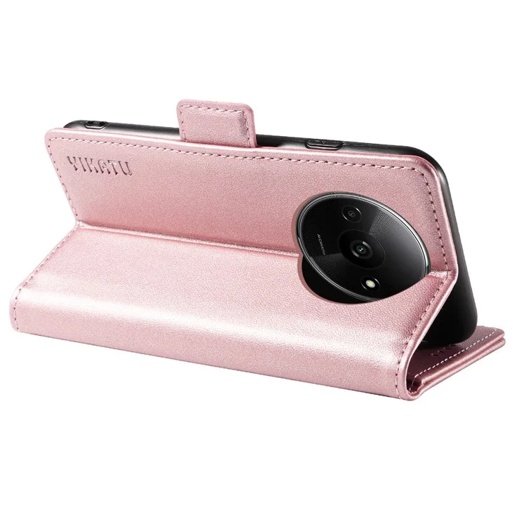 YIKATU YK-003 For Xiaomi Redmi A3 4G / Poco C61 4G Case PU Leather Stand Protective Phone Cover - Rose Gold