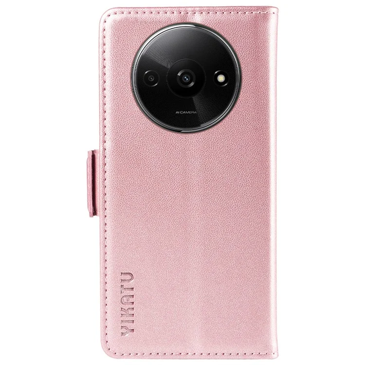 YIKATU YK-003 For Xiaomi Redmi A3 4G / Poco C61 4G Case PU Leather Stand Protective Phone Cover - Rose Gold
