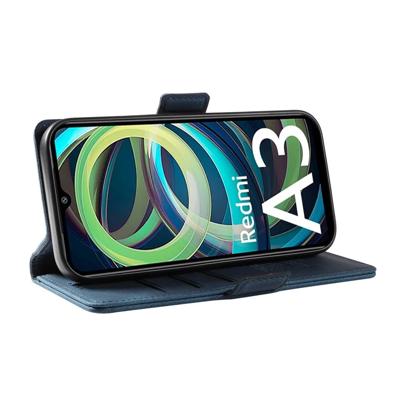 YIKATU YK-005 For Xiaomi Redmi A3 4G / Poco C61 4G Case Wallet Style Skin-Touch Leather Phone Cover - Blue