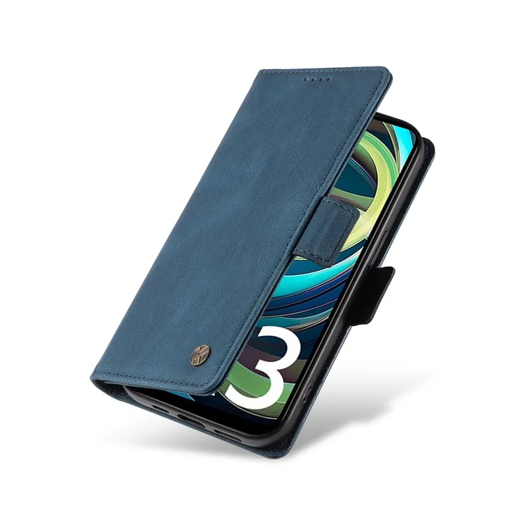 YIKATU YK-005 For Xiaomi Redmi A3 4G / Poco C61 4G Case Wallet Style Skin-Touch Leather Phone Cover - Blue