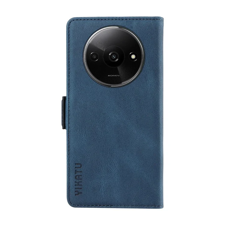 YIKATU YK-005 For Xiaomi Redmi A3 4G / Poco C61 4G Case Wallet Style Skin-Touch Leather Phone Cover - Blue