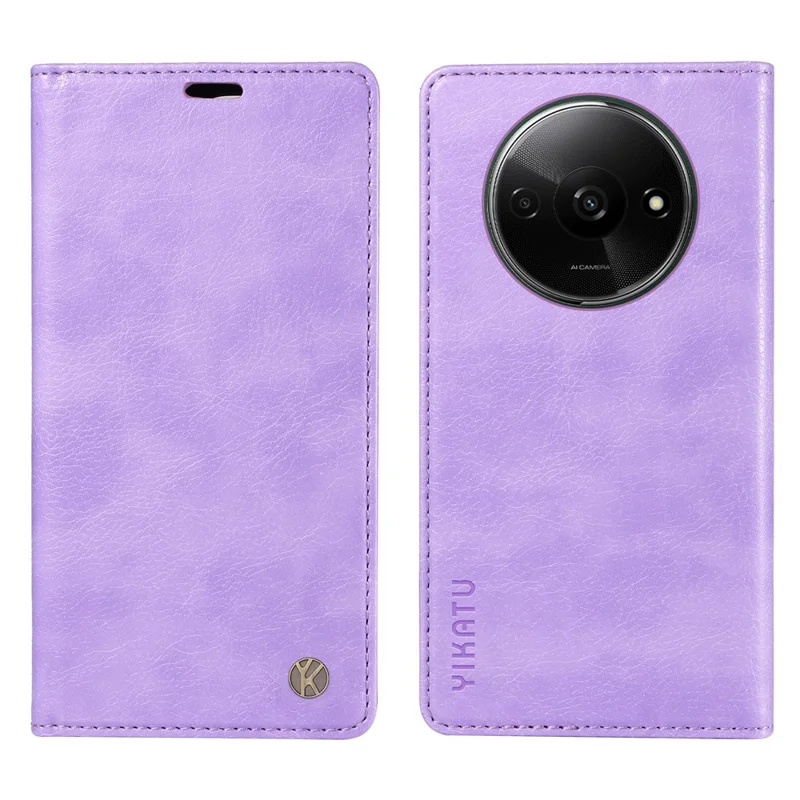 YIKATU YK-006 For Xiaomi Redmi A3 4G / Poco C61 4G Case Folio PU Leather Magnetic Absorption Phone Cover - Purple
