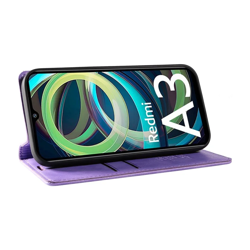 YIKATU YK-006 For Xiaomi Redmi A3 4G / Poco C61 4G Case Folio PU Leather Magnetic Absorption Phone Cover - Purple