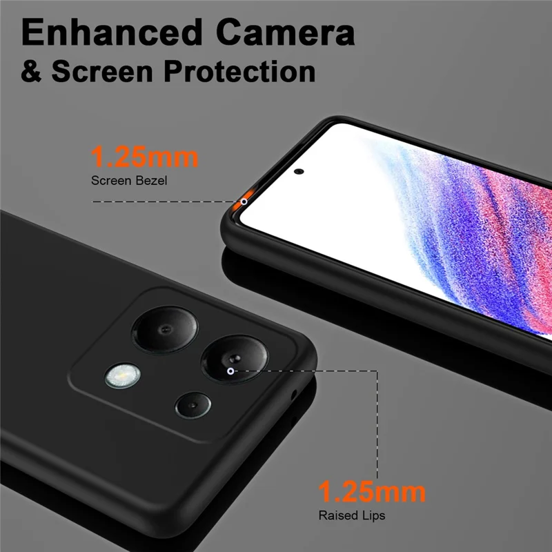 For Xiaomi Redmi Note 13 Pro 4G / Poco M6 Pro 4G TPU Case 2.2mm Rubberized Phone Cover - Black