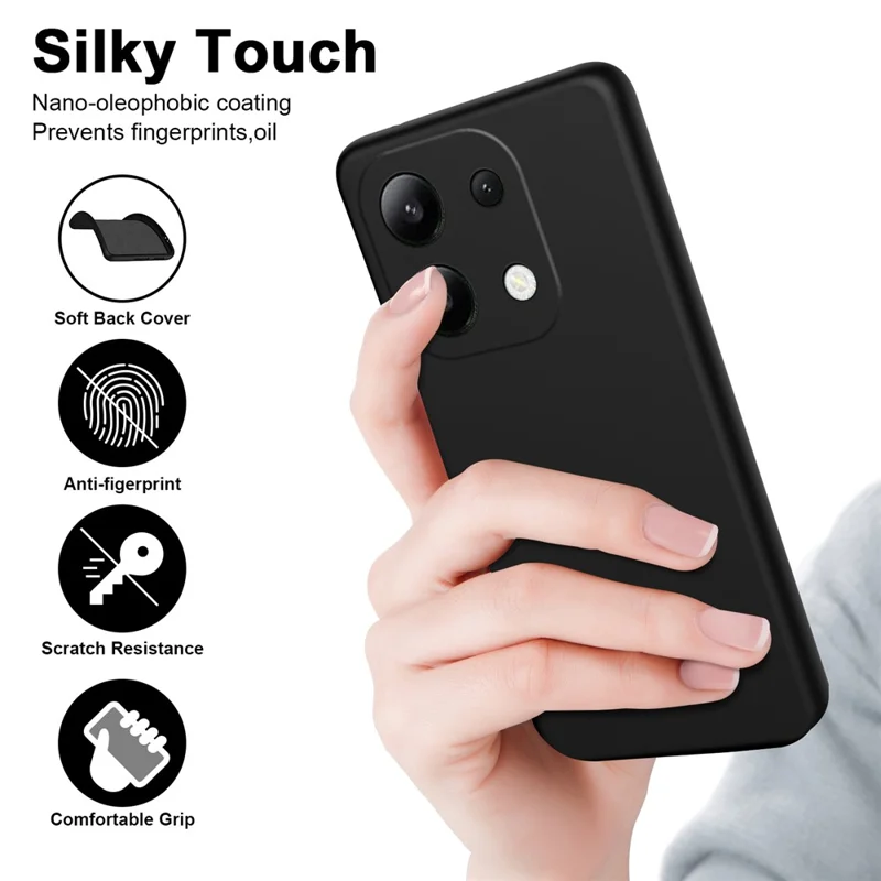For Xiaomi Redmi Note 13 4G TPU Case 2.2mm Silky Touch Phone Cover Soft Lining - Black