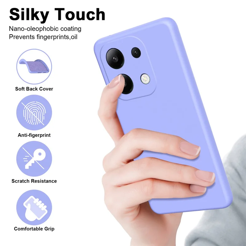 For Xiaomi Redmi Note 13 4G TPU Case 2.2mm Silky Touch Phone Cover Soft Lining - Purple